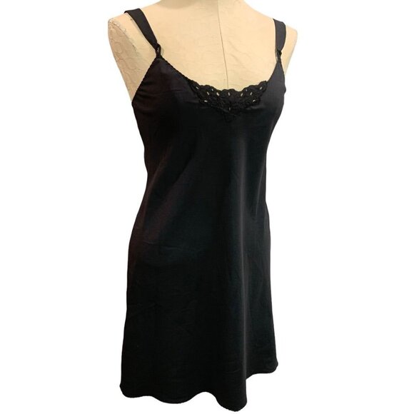Size 38 (Large) Vanity Fair Women's Black Slip Vintage 1970s Slip Knee Length - Picture 1 of 8